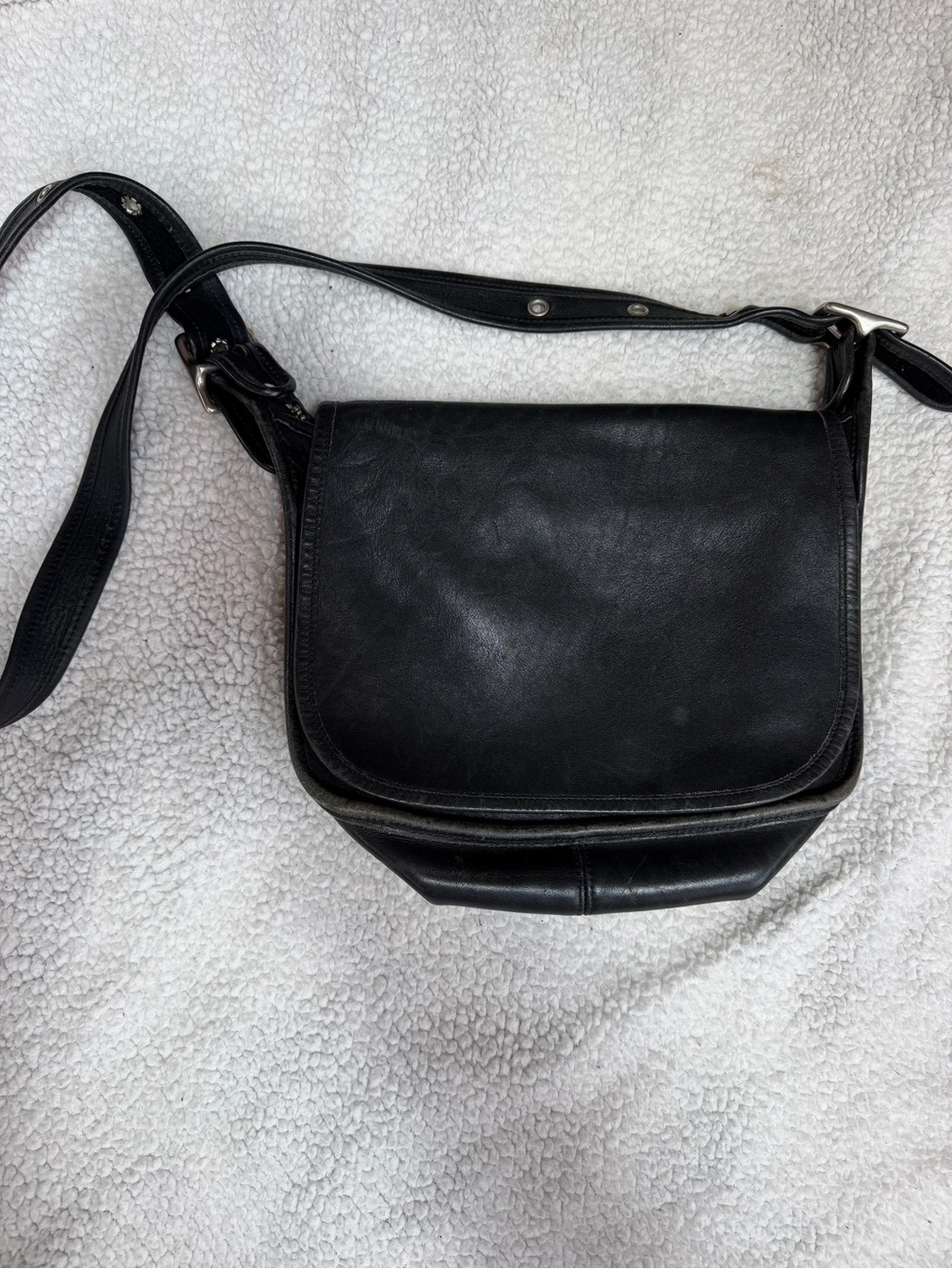 Vintage Coach Classic Black Leather Crossbody Bag